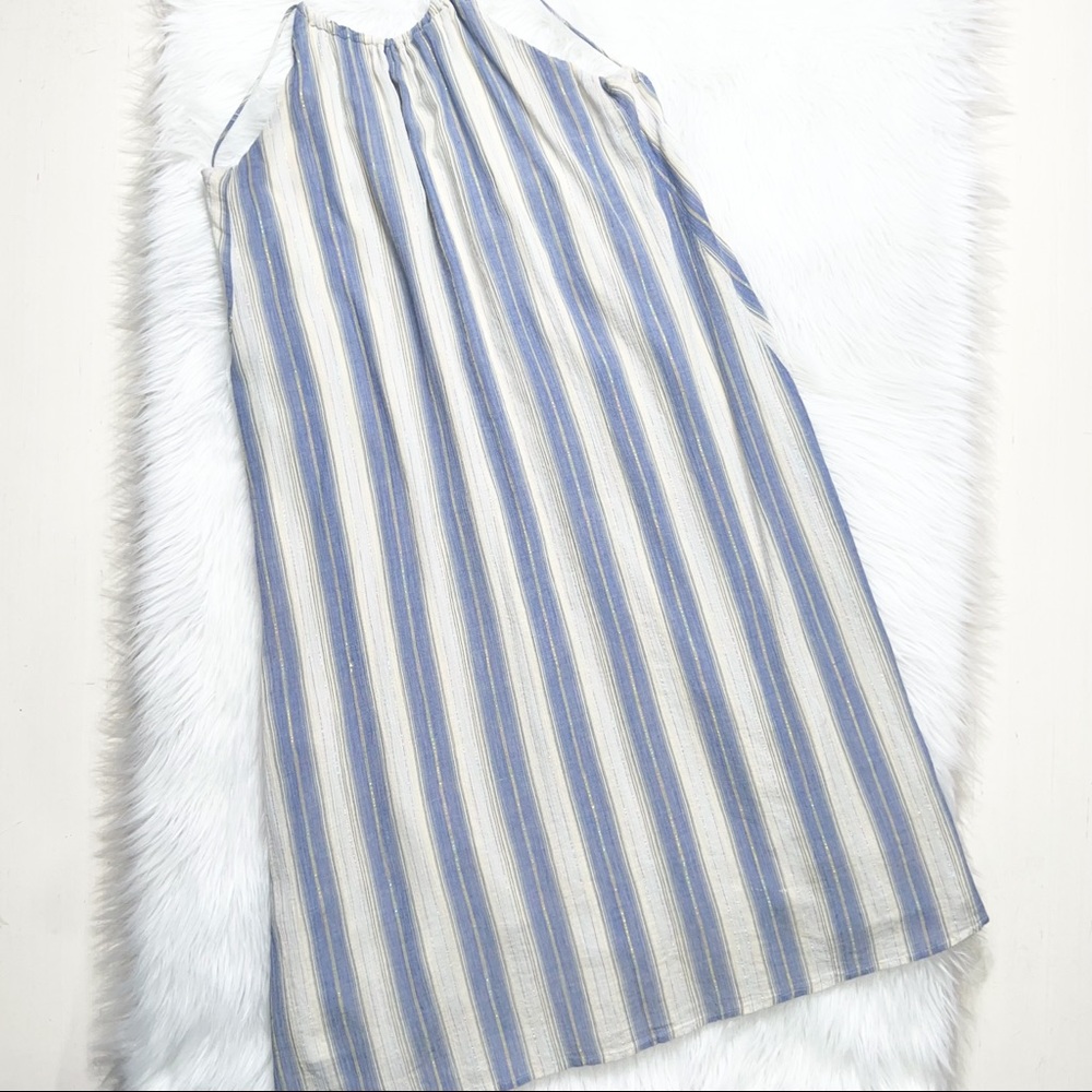 SOLD-Urban Outfitters Striped Chambray and Cream Midi Halter SunDress - Picture 11 of 15